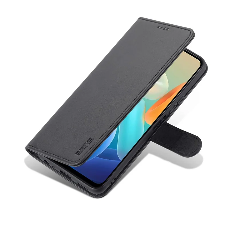 AZNS PU Leather Case for vivo Y76s / Y74s, Wallet Folding Stand Magnetic Scratch-proof Flip Cover - Black