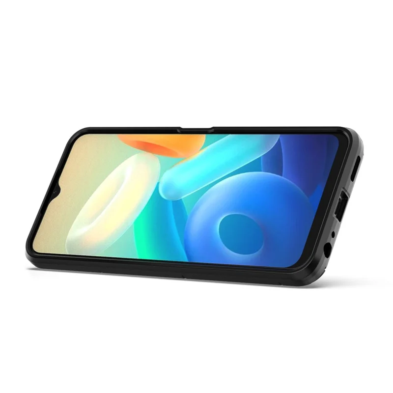 Soft TPU + Жесткий Корпус Для пк Для Vivo Y55s 5G, Держатель Кольцевой Подставки Для Борьбы с Пакетом Мобильного Телефона - Черный
