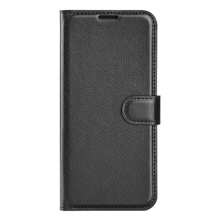 Für Realme 9i/Oppo A36 4G/A76 4G Litchi Textur PU Leder Flip Cover Ständer Brieftasche Magnetische Schließe Folio Buchhülle Hülle - Schwarz