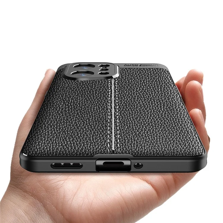 Élégant Coque de Téléphone de Texture Litchi Pour Oppo Find X5, Protection Anti-département de Téléphone Mobile TPU Couverture - le Noir