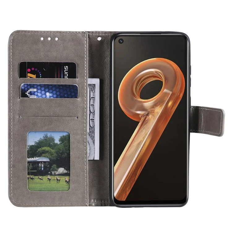 Для Realme 9i / Oppo A36/A76 Отпечатано Мандала Цветочный Цветок - Серый