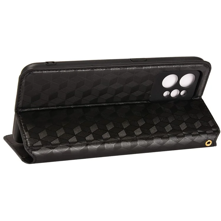 Pour le Royaume GT2 Pro Flip Phone Cover Portefeuille Imprimé Rhombus Modèle Téléphone Anti-scratch PU le Cuir de Protection Case de Téléphone - le Noir