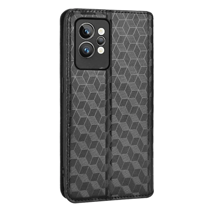 Pour le Royaume GT2 Pro Flip Phone Cover Portefeuille Imprimé Rhombus Modèle Téléphone Anti-scratch PU le Cuir de Protection Case de Téléphone - le Noir