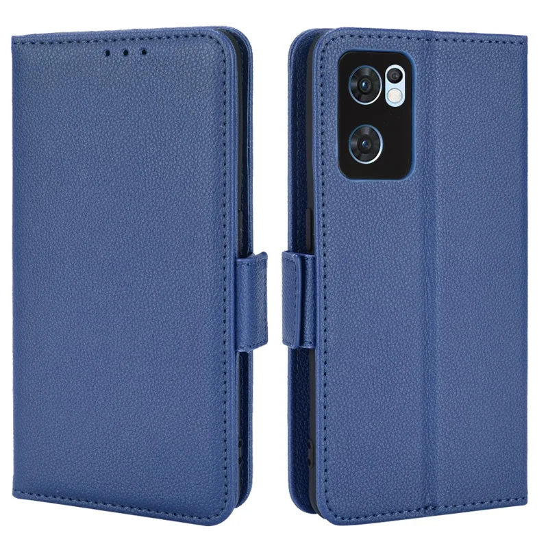 For Oppo Reno7 5G (Global)/Find X5 Lite Stylish Litchi Texture Full Protection Wallet Leather Case with Stand - Dark Blue