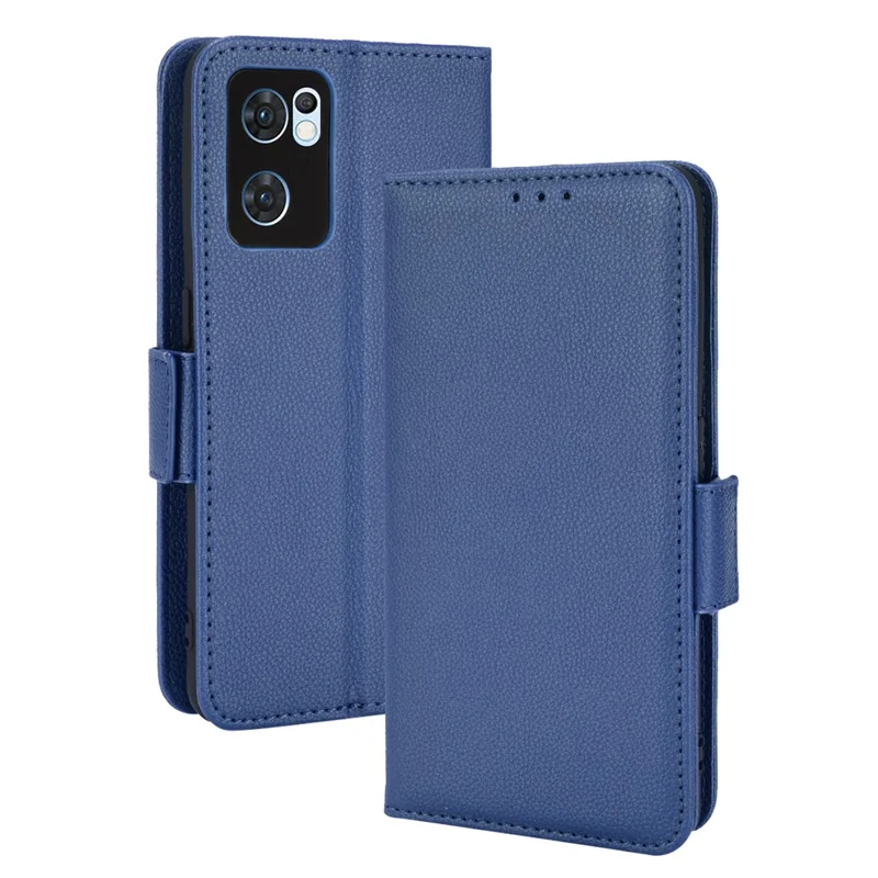 For Oppo Reno7 5G (Global)/Find X5 Lite Stylish Litchi Texture Full Protection Wallet Leather Case with Stand - Dark Blue