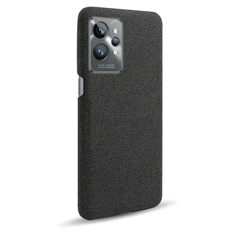 For Realme GT2 Pro Cloth Coated Hard PC Shell Ultra Thin Slim Protective Phone Cover - Black