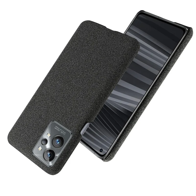 For Realme GT2 Pro Cloth Coated Hard PC Shell Ultra Thin Slim Protective Phone Cover - Black