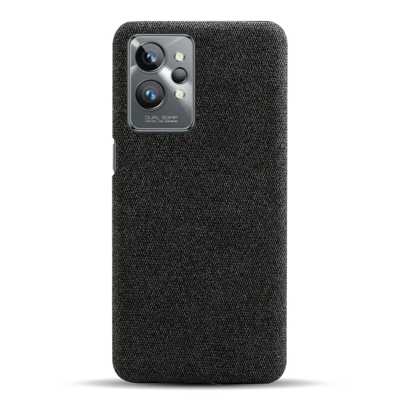 For Realme GT2 Pro Cloth Coated Hard PC Shell Ultra Thin Slim Protective Phone Cover - Black