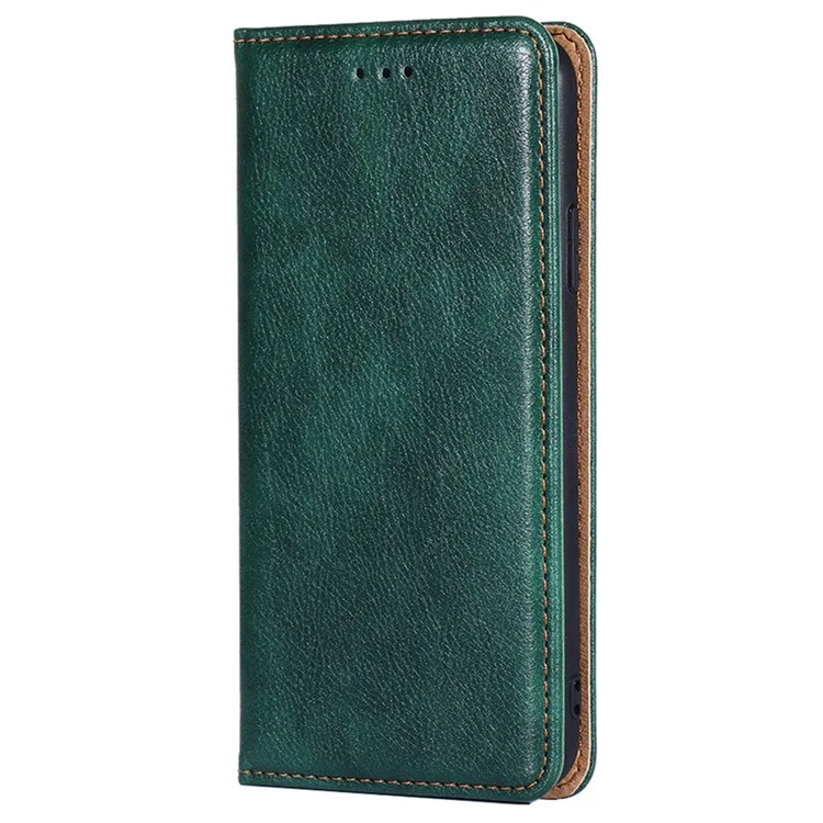 Pour Realme GT2 Pro Étui de téléphone en cuir PU à absorption magnétique Folio Wallet TPU antichoc Flip Cover - Vert