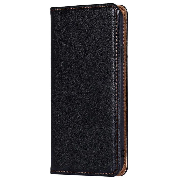 Für Realme 9i / Oppo A36/A76 Schockdes PU Leder Brieftasche Hülle Magnetabsorption TPU Shell Folio Flip Cover - Schwarz