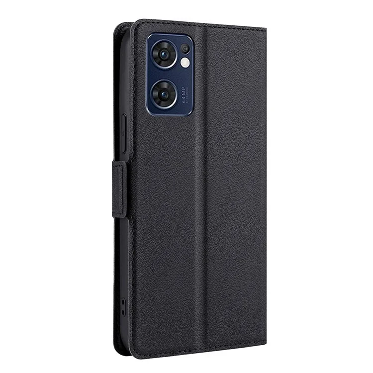 Pour Oppo Find X5 Lite Étui de protection en cuir PU Flip Porte-cartes Support Fermeture magnétique Antichoc Folio Housse de livre - Noir
