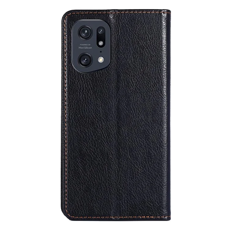 Custodia In Pelle Di Assorbimento Magnetico Automatico Per OPPO Trova X5 Pro, Copertura Del Telefono A Colori Solido Con Supporto Per Portafoglio - Nero