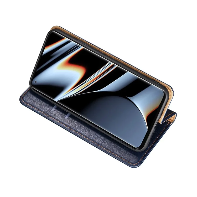 Custodia In Pelle Di Assorbimento Magnetico Automatico Per OPPO Trova X5 Pro, Copertura Del Telefono A Colori Solido Con Supporto Per Portafoglio - Nero