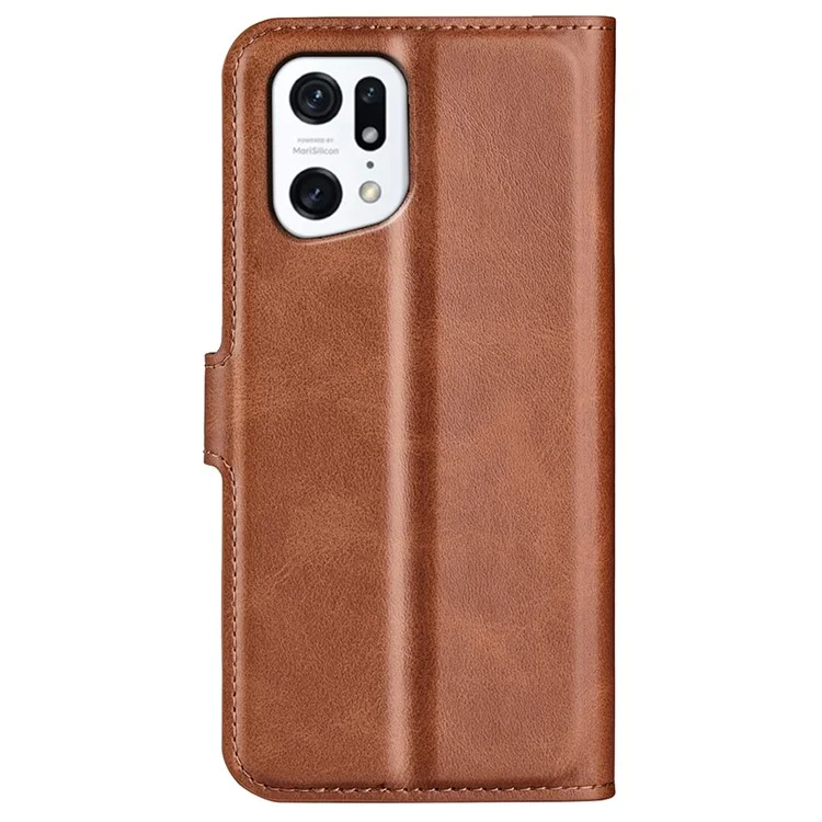 Per Oppo Find X5 Anti-scratch Textured PU Leather Wallet Phone Case Adjustable Stand Flip Phone Cover - Light Brown