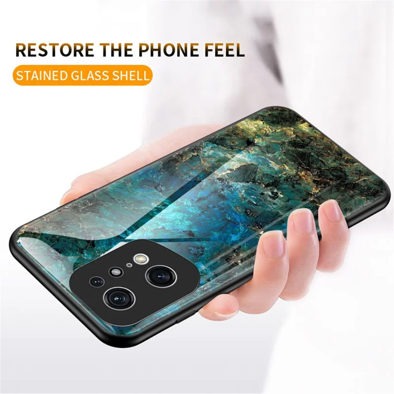 For Oppo Find X5 Pro Marble Pattern Mobile Phone Case Tempered Glass + PC Back TPU Frame Anti-drop Protective Cover - Blood Red Marble