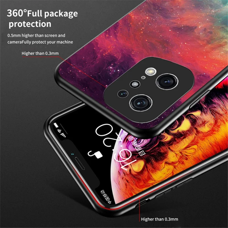 Starry Sky Pattern Phone Case for Oppo Find X5 Pro, TPU Frame Tempered Glass + PC Back Cover - Cosmic Starry Sky