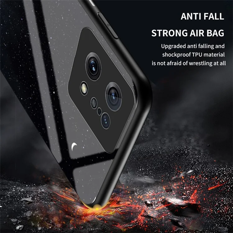 Per Oppo Find X5 Starry Sky Pattern Tempered Glass + PC + TPU Hybrid Cover Shockproof Phone Case - Bright Starry Sky