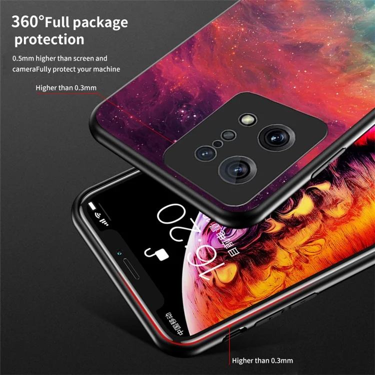 Per Oppo Find X5 Starry Sky Pattern Tempered Glass + PC + TPU Hybrid Cover Shockproof Phone Case - Bright Starry Sky
