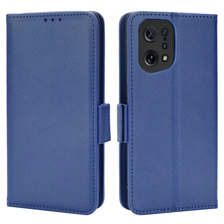 Per Oppo Trova X5 Litchi Texture pu Pelle Anti-drop Anti-scratch di Supporto Per Telefono Guscio Protettivo Con Portafoglio - Blu Scuro