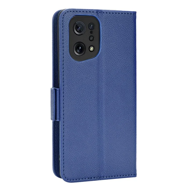 Per Oppo Trova X5 Litchi Texture pu Pelle Anti-drop Anti-scratch di Supporto Per Telefono Guscio Protettivo Con Portafoglio - Blu Scuro