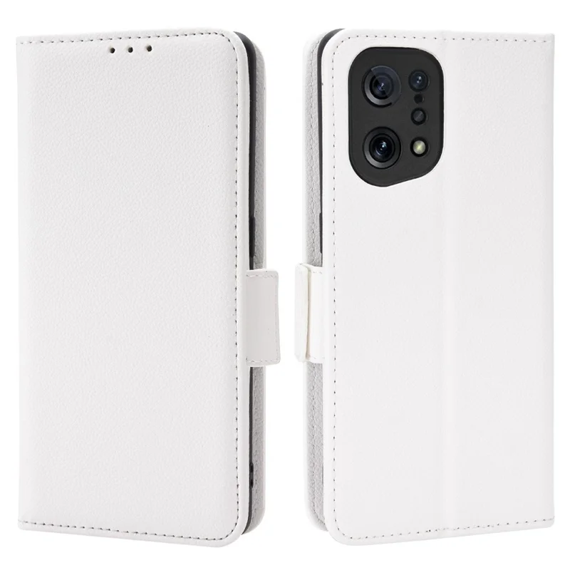 For Oppo Find X5 Litchi Texture PU Leather Anti-drop Anti-scratch Phone Stand Case Protective Shell with Wallet - White