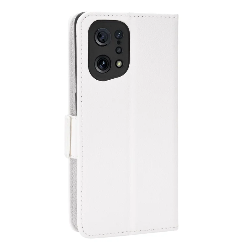 For Oppo Find X5 Litchi Texture PU Leather Anti-drop Anti-scratch Phone Stand Case Protective Shell with Wallet - White