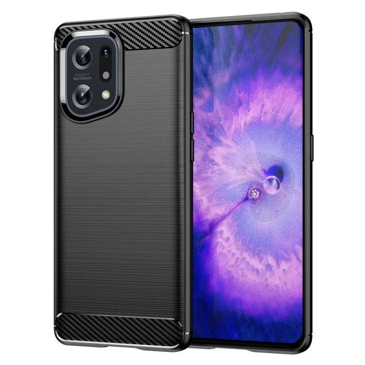 Para Oppo, Busque X5 Textura de Fibra de Carbono de 1.8 mm Case de Teléfono de Superficie Cepillado TPU Anti-stratch TPU Tapa Trasera - Negro