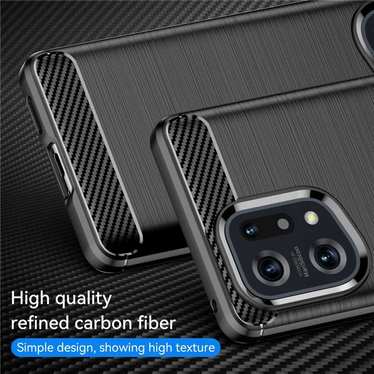 For Oppo Find X5 Carbon Fiber Texture 1.8mm Brushed Surface Phone Case Anti-scratch TPU Back Cover - Black