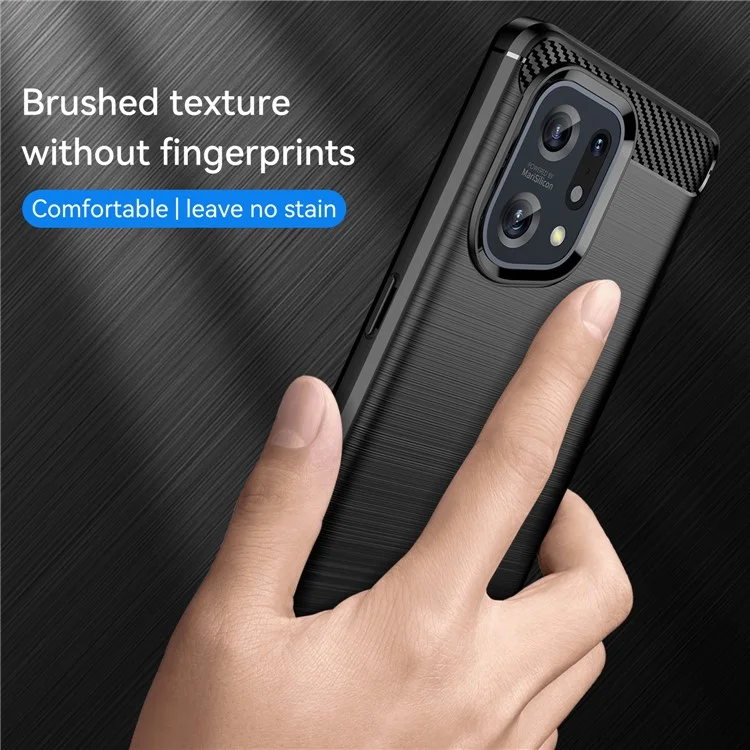 Для Oppo Find X5 Carbon Fiber Texture 1.8mm Brushed Surface Phone Case Anti-scratch TPU Back Cover - Черный