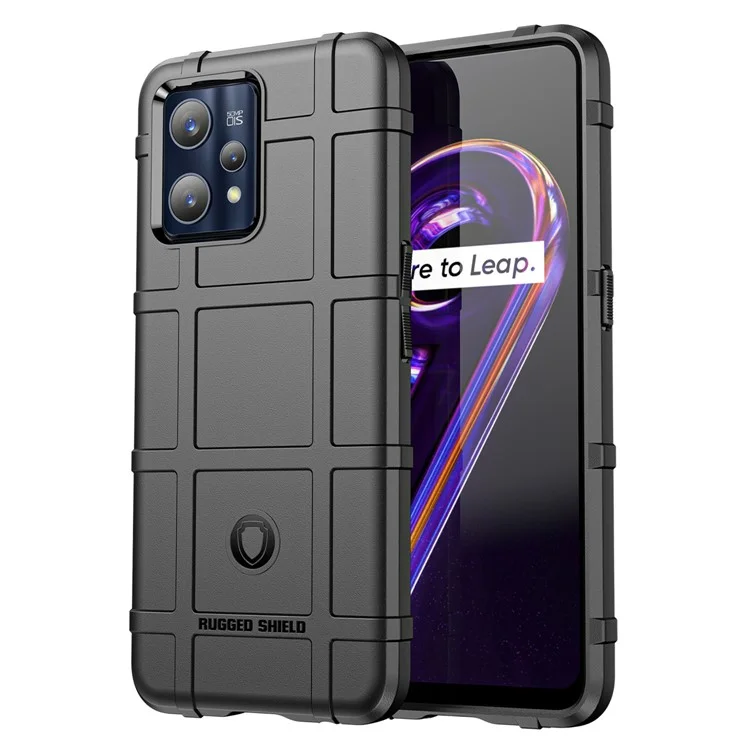 Para Realme 9 Pro + Rugged Square Grade Design Espessado TPU Anti-Scratch Phone Case Capa Protetora - Preto