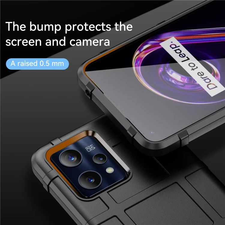 Para Realme 9 Pro + Rugged Square Grade Design Espessado TPU Anti-Scratch Phone Case Capa Protetora - Preto