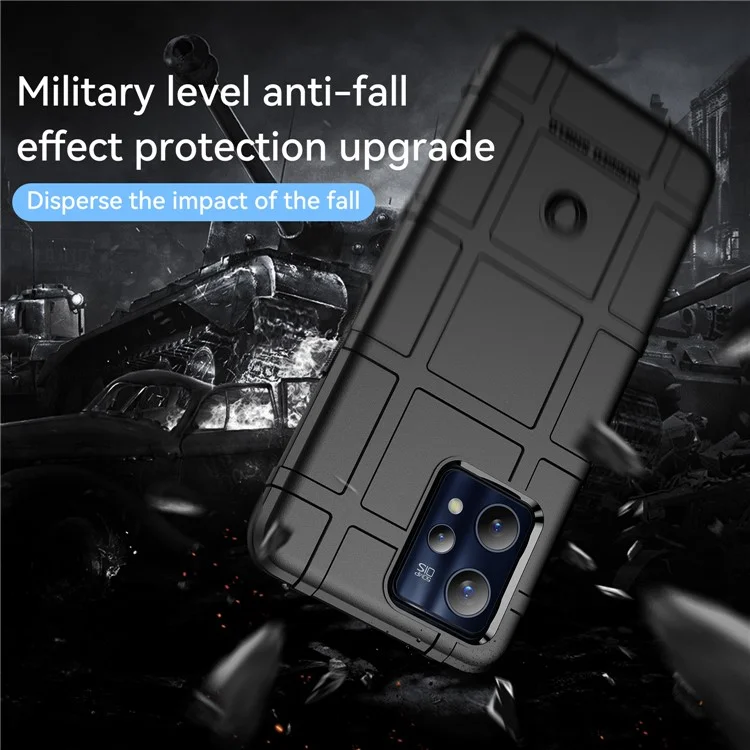 Para Realme 9 Pro + Rugged Square Grade Design Espessado TPU Anti-Scratch Phone Case Capa Protetora - Preto