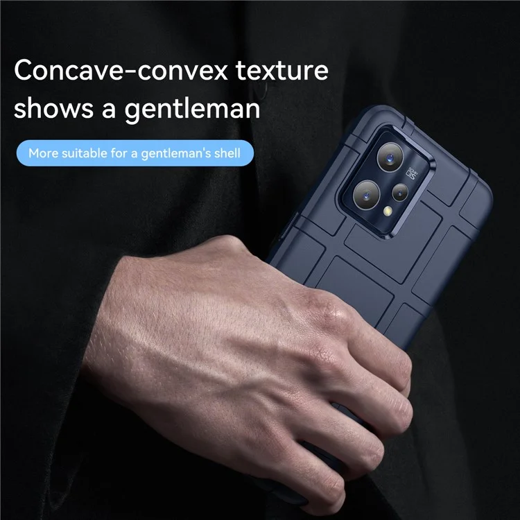 For Realme 9 Pro+ / 9 4G / Narzo 50 Pro 5G Rugged Square Grid Design Thickened TPU Anti-scratch Phone Case Protective Cover - Blue