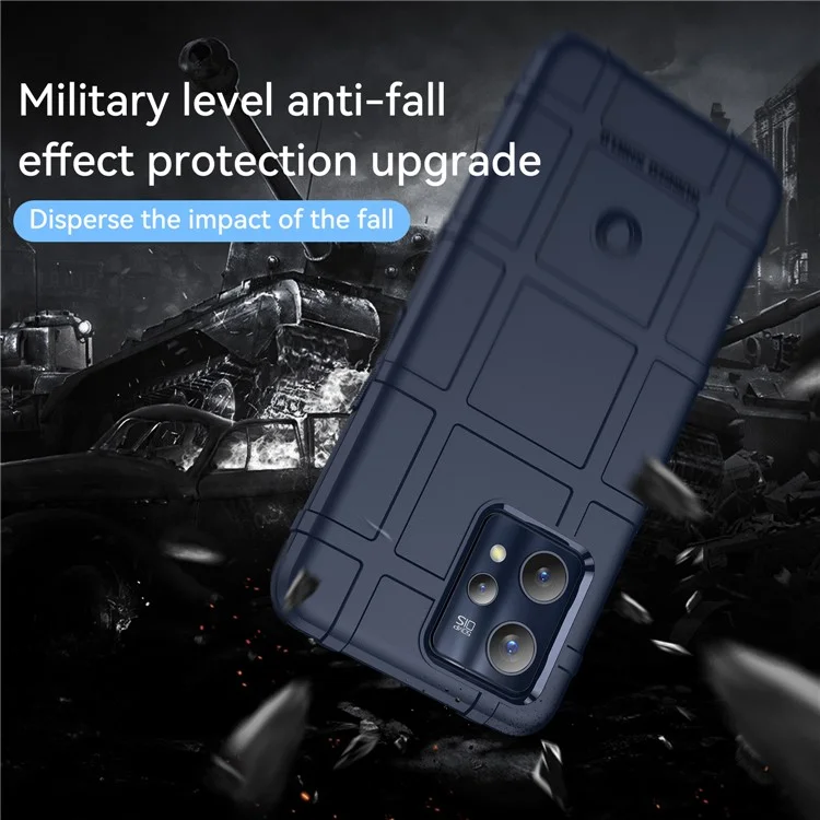 For Realme 9 Pro+ / 9 4G / Narzo 50 Pro 5G Rugged Square Grid Design Thickened TPU Anti-scratch Phone Case Protective Cover - Blue