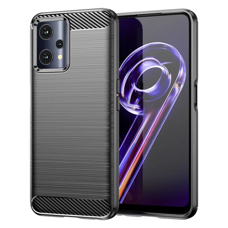 For Realme 9 Pro 5G / 9 5G / V25 / OnePlus Nord CE 2 Lite 5G 1.8mm TPU Brushed Phone Case Carbon Fiber Texture Protective Cover - Black