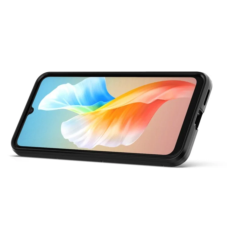 Capa Protetora Híbrida de PC + TPU para telefone vivo S10e/V23e 4G com suporte para visualização em paisagem e anel - Preta