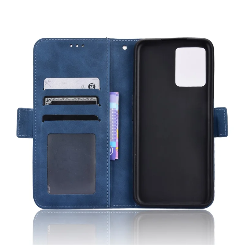 For Realme 9 Pro 5G / V25 5G / 9 5G (Global Version) / 9 5G (EU Version) Multiple Card Slots Protective Case Wallet Stand PU Leather Magnetic Closing Cell Phone Cover - Blue