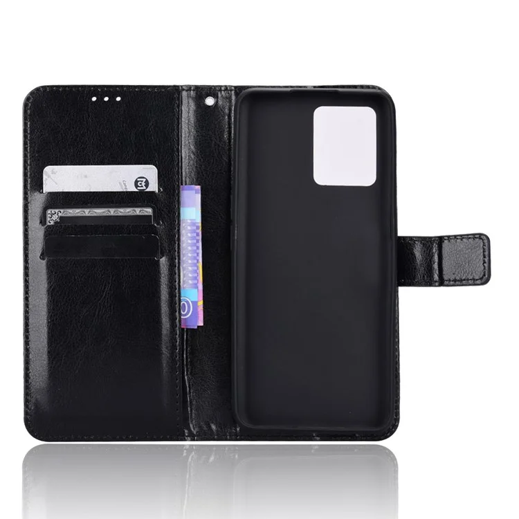 Pour Realme 9 Pro + Résistant À Scrad-Résistant Câble Coffret Téléphone De Téléphone Folio Flip Portefeuille Stand Coquille Avec Bracelet - Le Noir