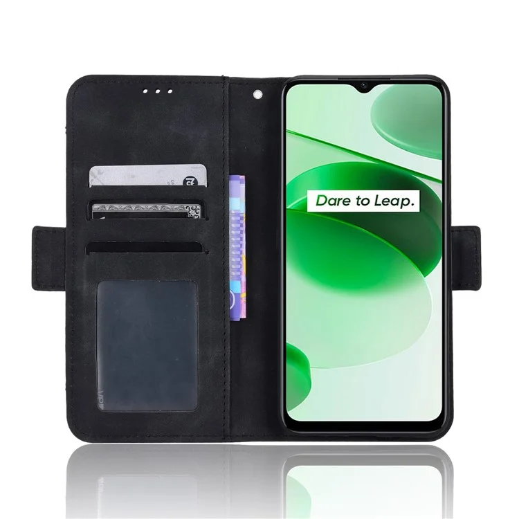 Per Realme C35 Wallet Stand Anti-scratch PU Leather Protective Case Multiple Card Slots Magnetic Closing Phone Shell - Nero