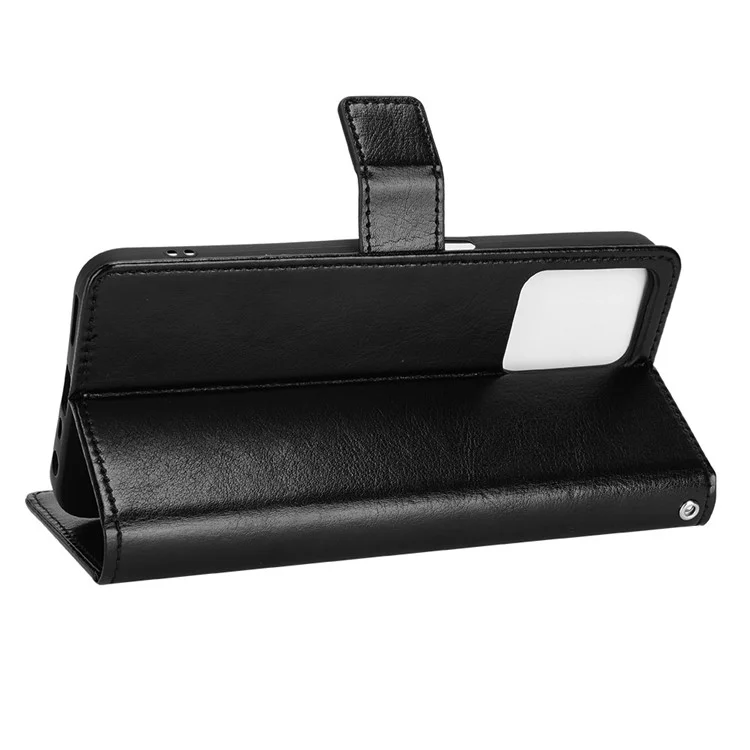 Para Realme C35 Crazy Horse Texture Well-protected PU Leather Mobile Phone Stand Case Wallet Cover - Negro