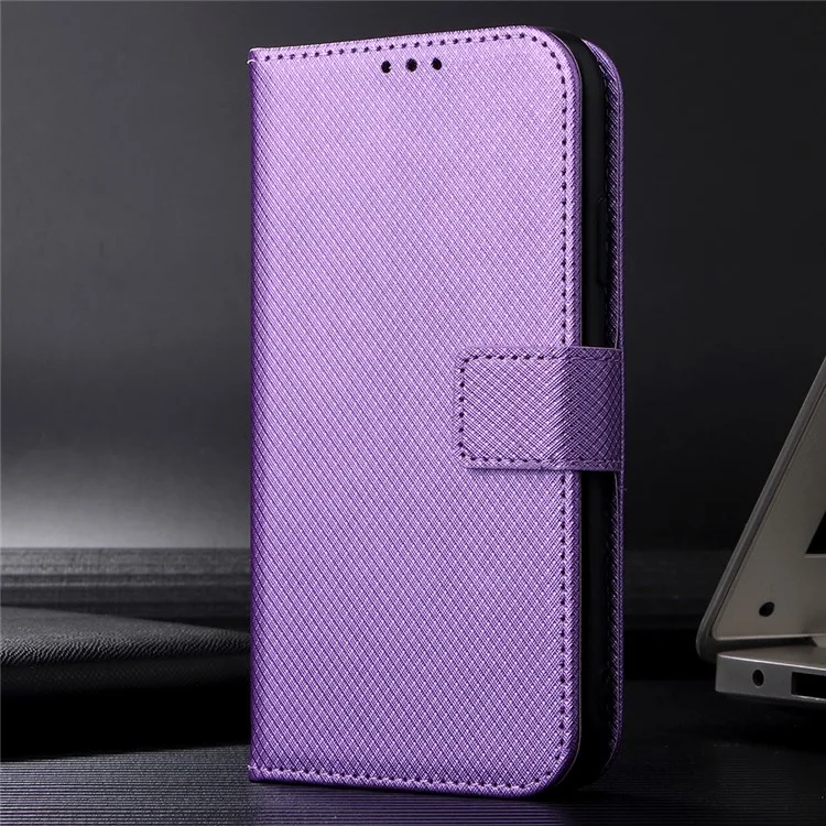 Pour Oppo Reno7 Pro 5G Diamond Texture Téléphone Couvre Avec Une Fonction de Portefeuille pu Leather Horizontal Stand Cell Phone Shell - Violet