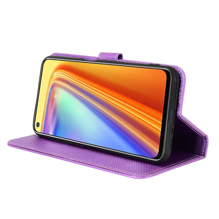 Для Realme 7 (Global)/Realme Narzo 20 Pro Diamond Texture Cope Cope Cash с Функцией Кошелька pu Leather + Tpu Stand Shell Shell - Пурпурный