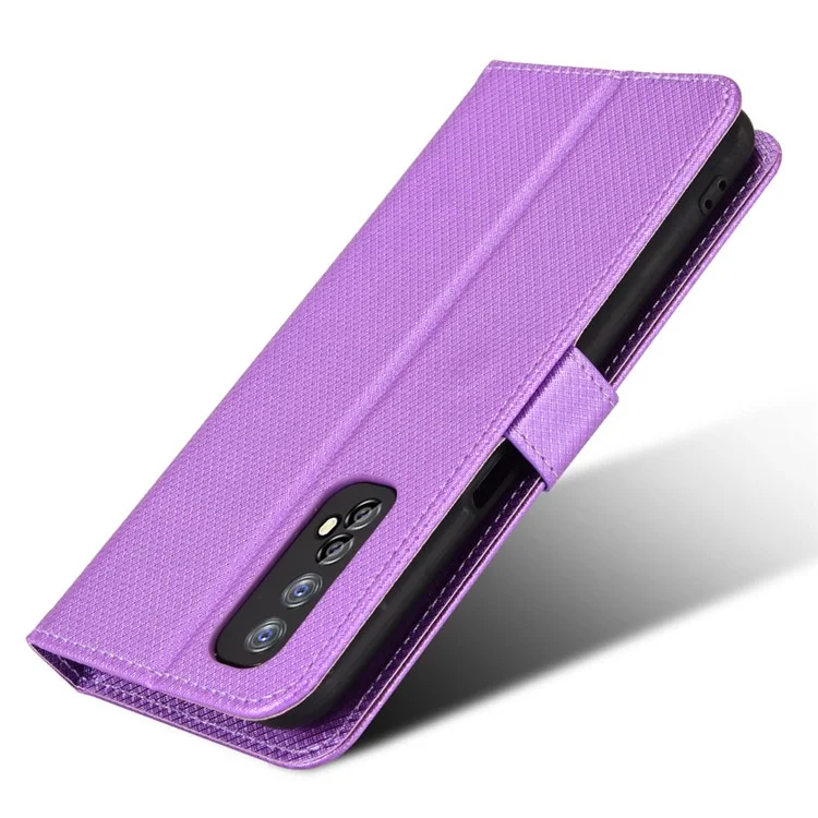 Для Realme 7 (Global)/Realme Narzo 20 Pro Diamond Texture Cope Cope Cash с Функцией Кошелька pu Leather + Tpu Stand Shell Shell - Пурпурный