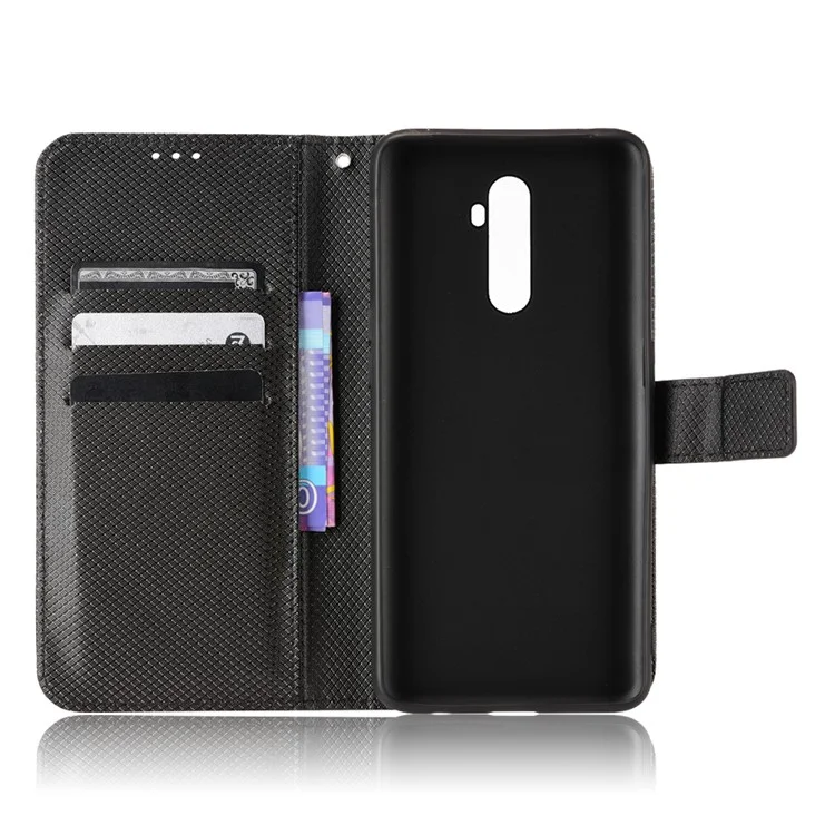 Для Oppo Reno Ace/Realme X2 Pro Diamond Texture Cope Cover Cover Leatherable Speat Sweep Shell с Функцией Кошелька - Черный