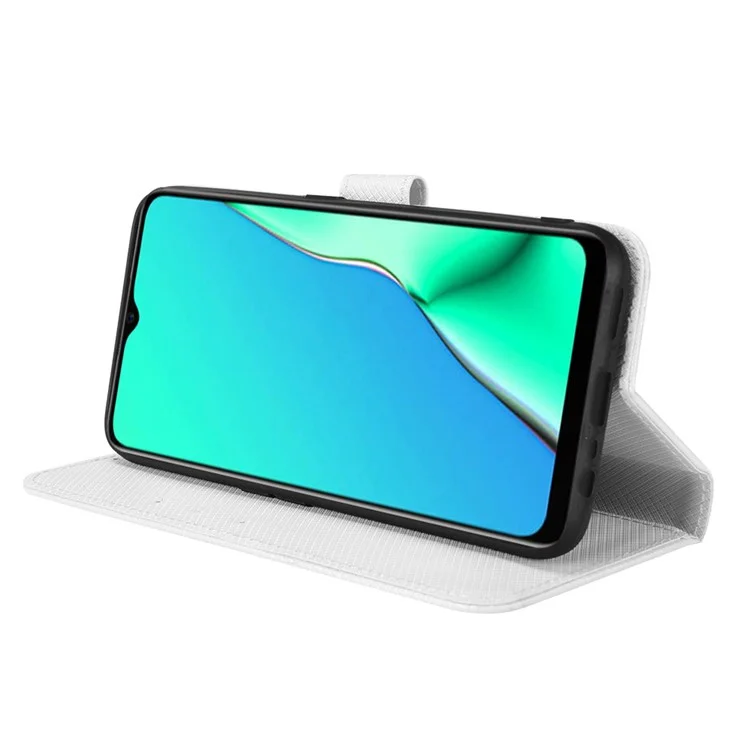 Для Oppo a9 (2020)/a11x/a5 (2020)/A11 Diamond Texture TPU+PU Двухслойный Защитный Кошелек с Кожаным Кожи - Белый