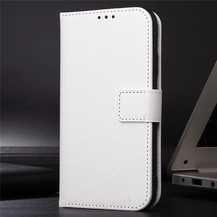 Para Oppo a9 (2020)/a11x/a5 (2020)/A11 Textura de Diamante TPU+PU Cuero de Cuero Case de Teléfonos Con Correa Con Correa - Blanco