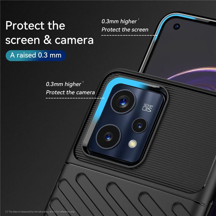 Para Realme 9 Pro+ Thunder Series Thickened TPU Twill Texture Phone Case Drop-resistant Protective Cover - Preto