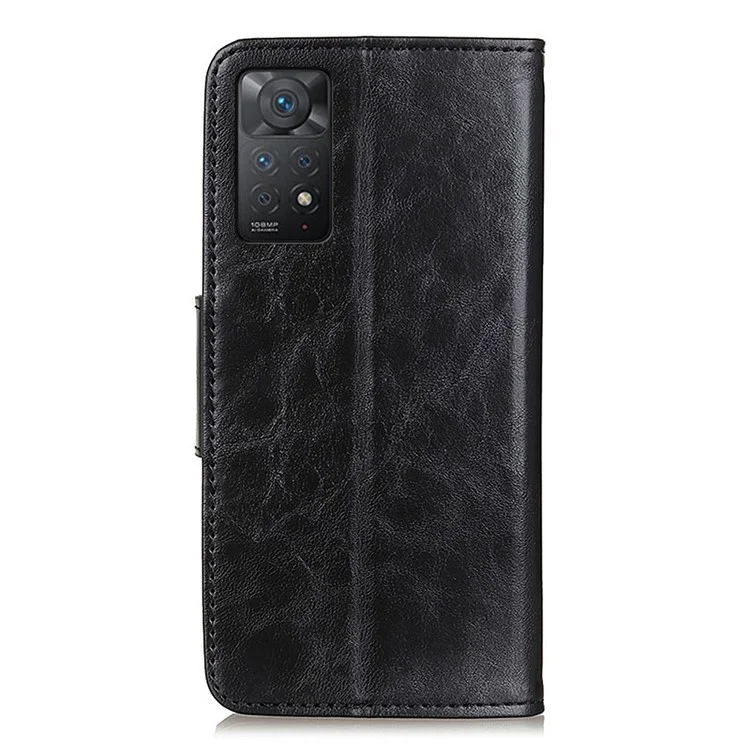Для Xiaomi Redmi Note 12 Pro 4G / 11 Pro 4G (MediaTek) / Note 11 Pro 5G (Qualcomm) Crazy Horse Texture Split Leather Mobile Phone Stand Case Anti-drop Wallet Cover - Черный