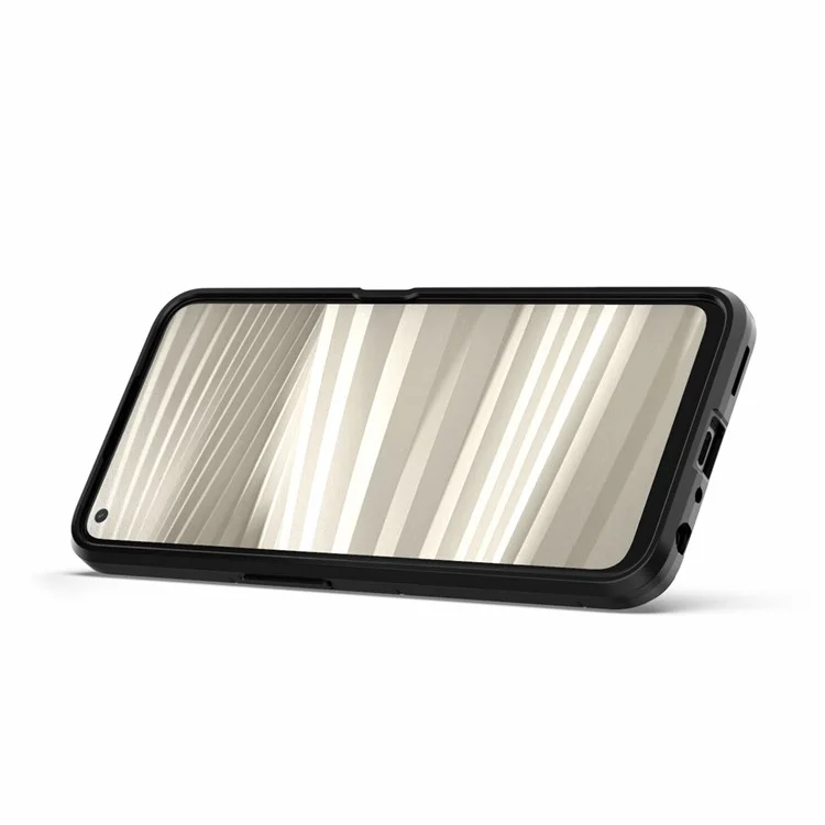 Para Realme 9 Pro 5G / 9 5G / V25 Caixa Protetora de PC Duro Resistente a Choques TPU+ Anti-Arranhões Com Suporte Dobrável - Preto
