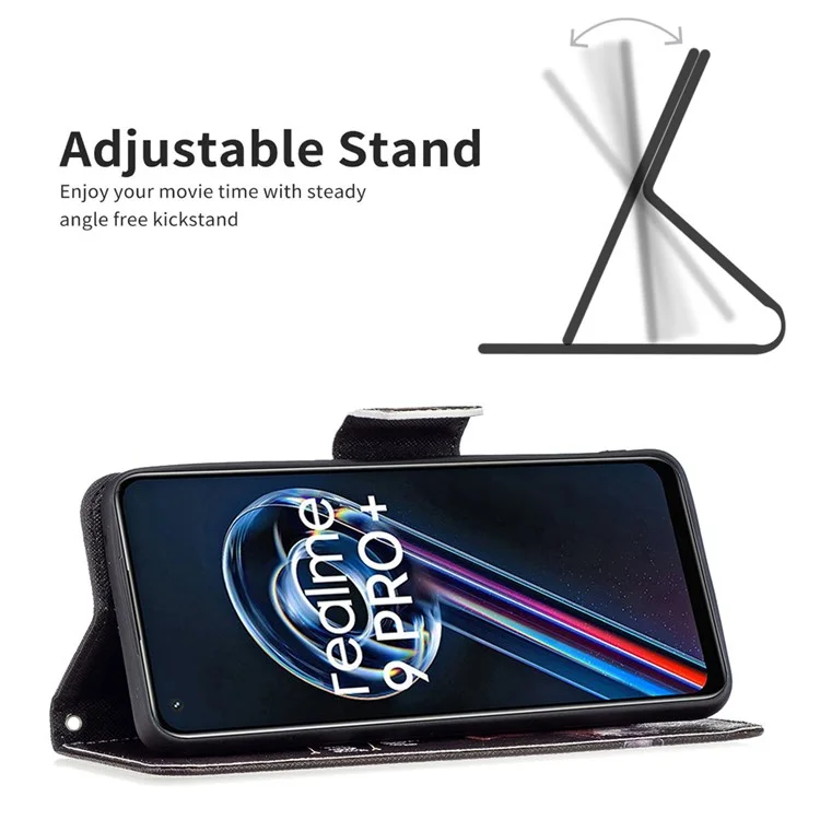 Para Realme 9 Pro+ Padrão de Impressão Caso de Couro PU Fecho Magnético Suporte Carteira Estilo Flip Cover - Urso